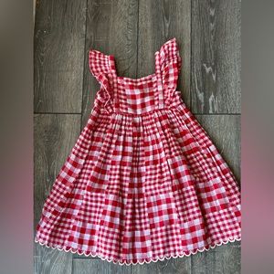 Girls casual red and white gingham dress.  Size 4T, used like new.